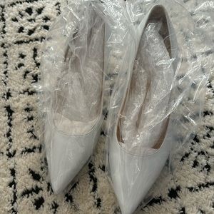 White leather heels